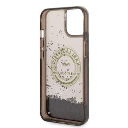 Dėklas Karl Lagerfeld Liquid Glitter RSG ant iPhone 14 Plus - juodos spalvos