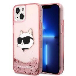 Karl Lagerfeld Glitter Choupette Head dėklas iPhone 14 Plus - rožinės spalvos
