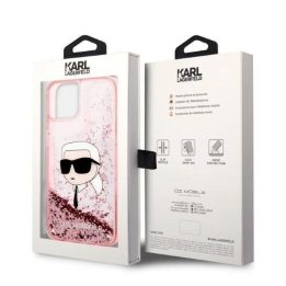 Karl Lagerfeld Glitter Karl's Head dėklas iPhone 14 Plus - rožinis