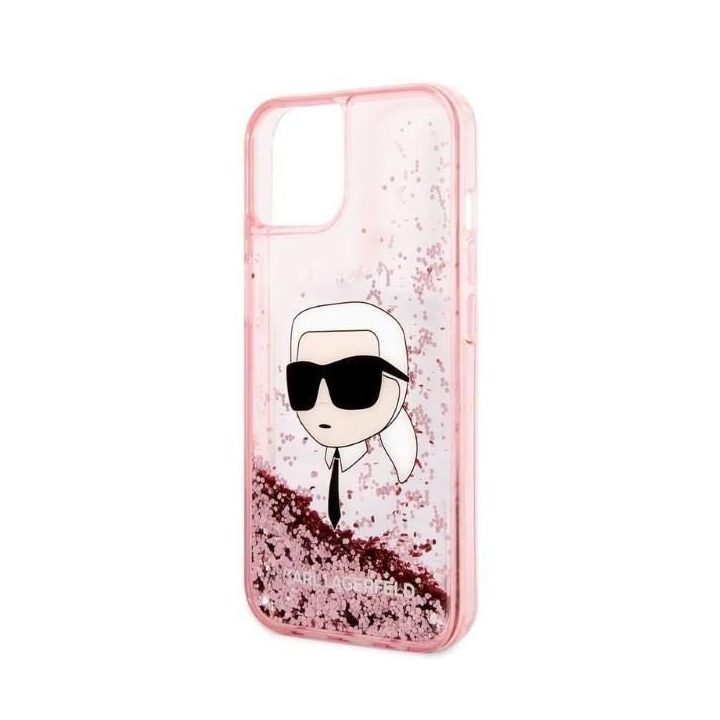 Karl Lagerfeld Glitter Karl's Head dėklas iPhone 14 Plus - rožinis
