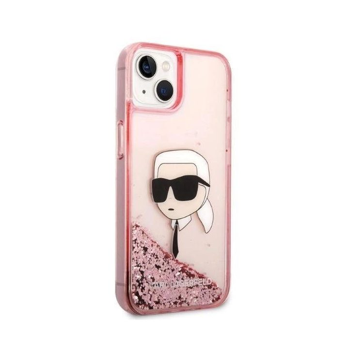 Karl Lagerfeld Glitter Karl's Head dėklas iPhone 14 Plus - rožinis