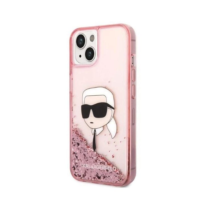 Karl Lagerfeld Glitter Karl's Head dėklas iPhone 14 Plus - rožinis
