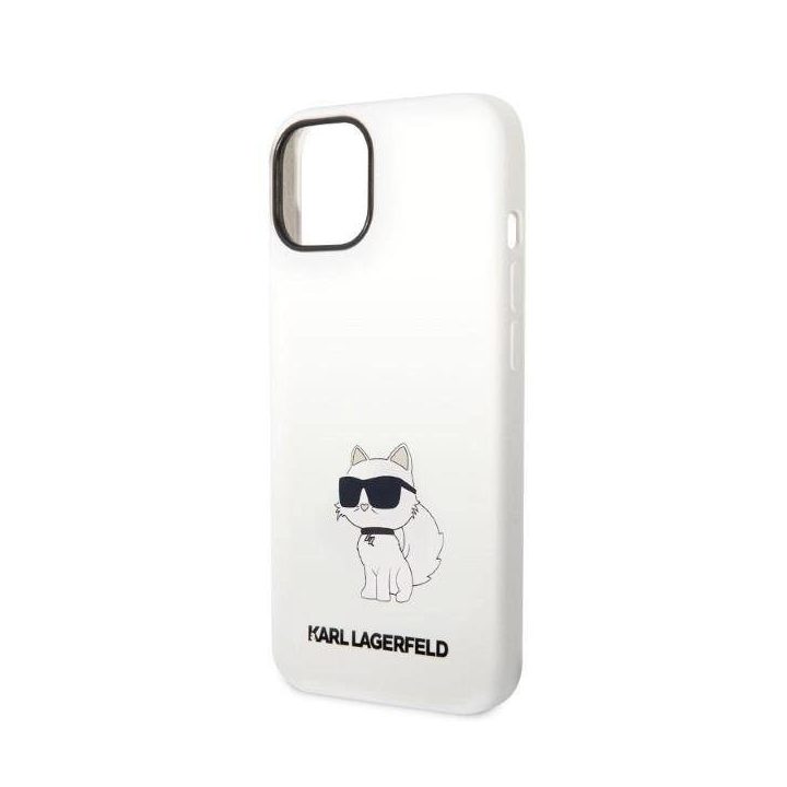 Dėklas Karl Lagerfeld Silicone Choupette na iPhone 14 Plus - baltas