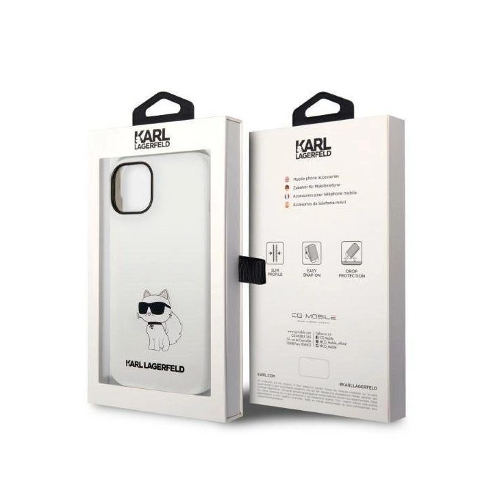 Dėklas Karl Lagerfeld Silicone Choupette na iPhone 14 Plus - baltas