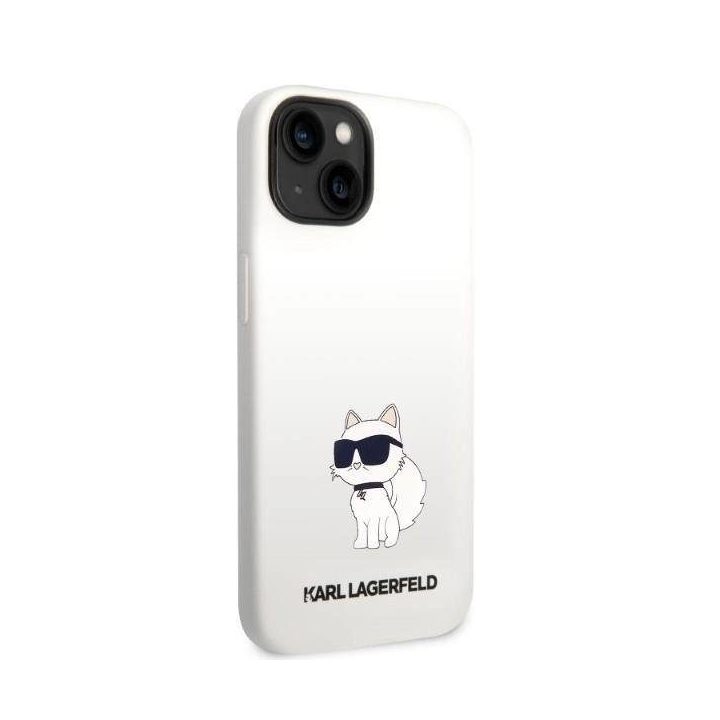 Dėklas Karl Lagerfeld Silicone Choupette na iPhone 14 Plus - baltas