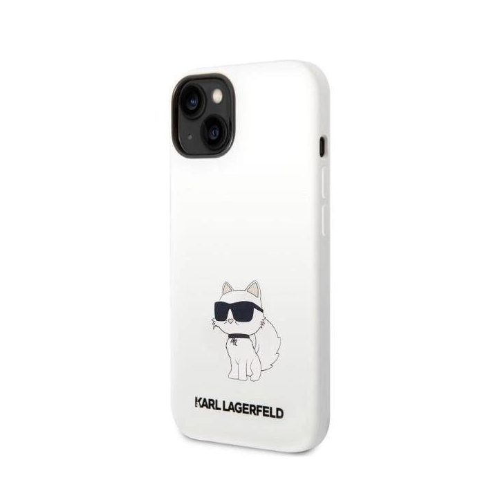 Dėklas Karl Lagerfeld Silicone Choupette na iPhone 14 Plus - baltas