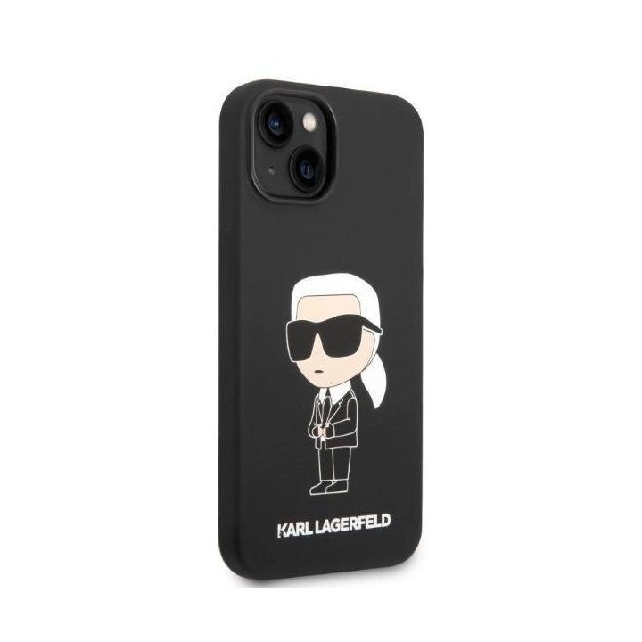 Karl Lagerfeld silikoninis Iconic dėklas iPhone 14 Plus - juodas
