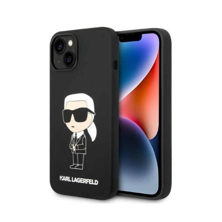Karl Lagerfeld silikoninis Iconic dėklas iPhone 14 Plus - juodas
