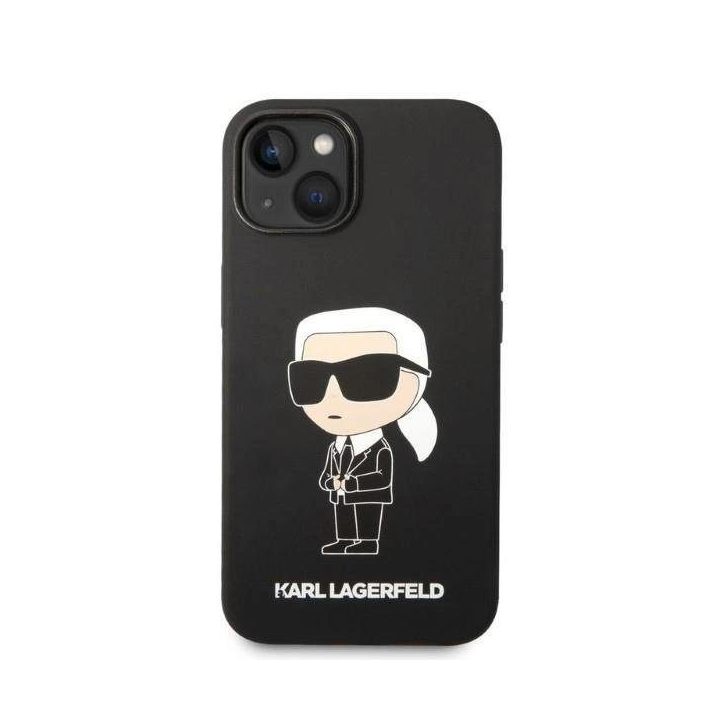 Karl Lagerfeld silikoninis Iconic dėklas iPhone 14 Plus - juodas