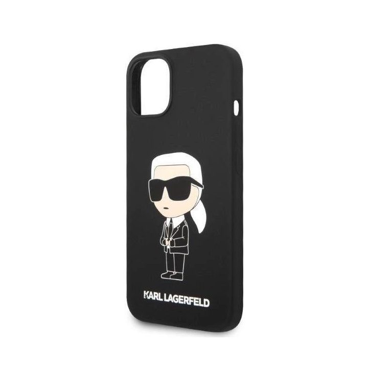 Karl Lagerfeld silikoninis Iconic dėklas iPhone 14 Plus - juodas