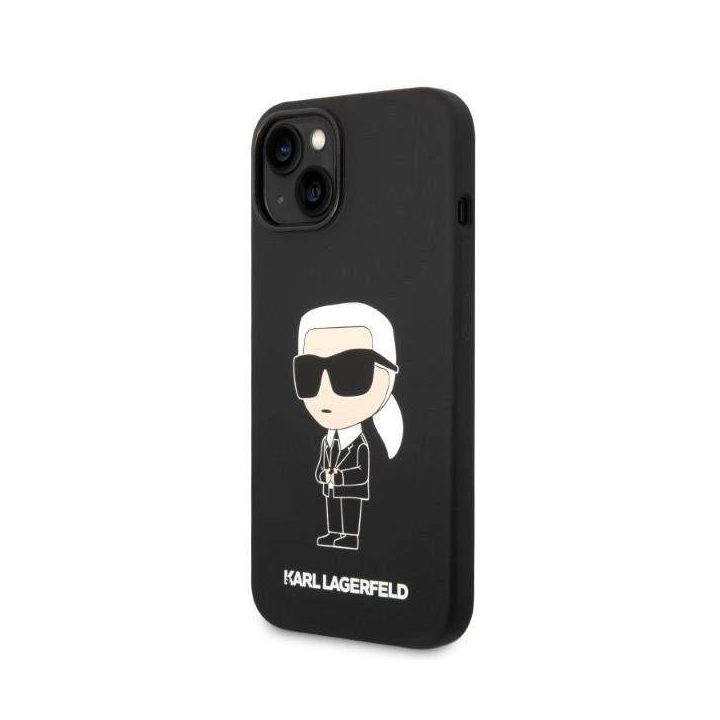 Karl Lagerfeld silikoninis Iconic dėklas iPhone 14 Plus - juodas