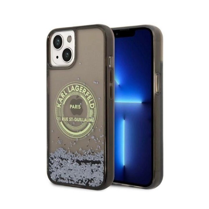 Dėklas Karl Lagerfeld Liquid Glitter RSG ant iPhone 14 - Juodos spalvos