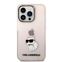 Karl Lagerfeld Ikonik Choupette dėklas iPhone 14 Pro Max - rožinis