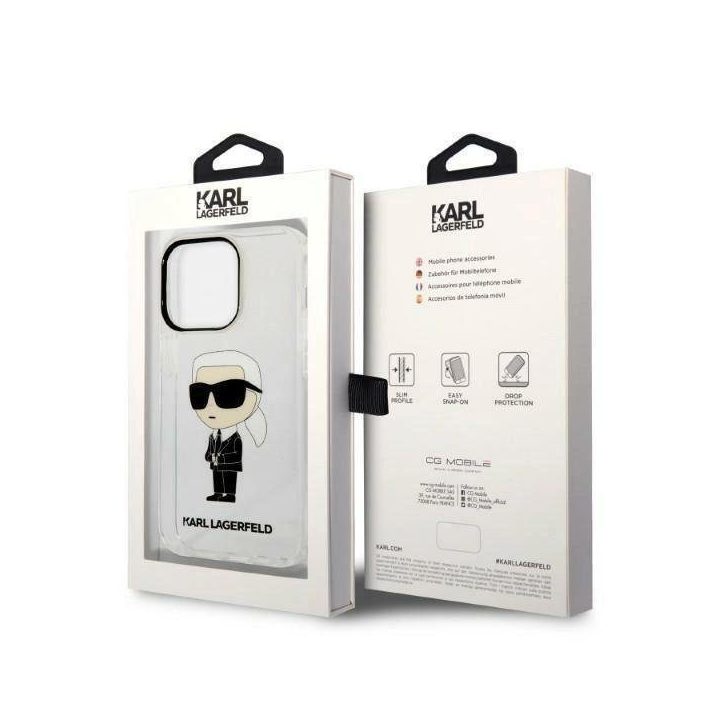 Karl Lagerfeld Ikonik Karl dėklas iPhone 14 Pro Max - skaidrus