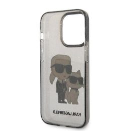 Karl Lagerfeld Glitter Karl&Choupette dėklas iPhone 14 Pro Max - Juodos spalvos