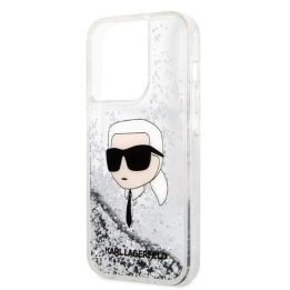 Karl Lagerfeld Glitter Karl's Head dėklas iPhone 14 Pro Max - sidabrinis