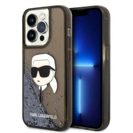 Karl Lagerfeld Glitter Karl's Head dėklas iPhone 14 Pro Max - Juodos spalvos