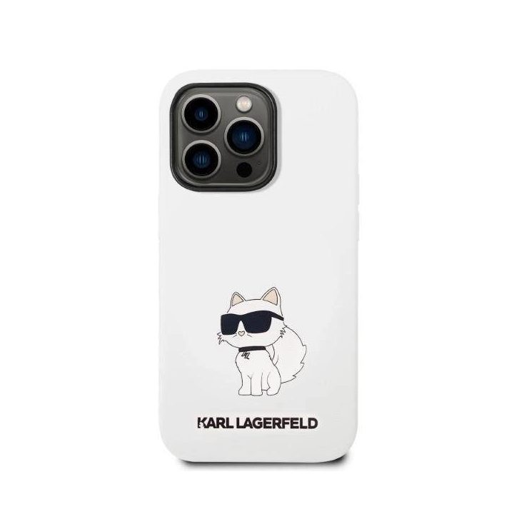 Dėklas Karl Lagerfeld Silicone Choupette na iPhone 14 Pro Max - baltas