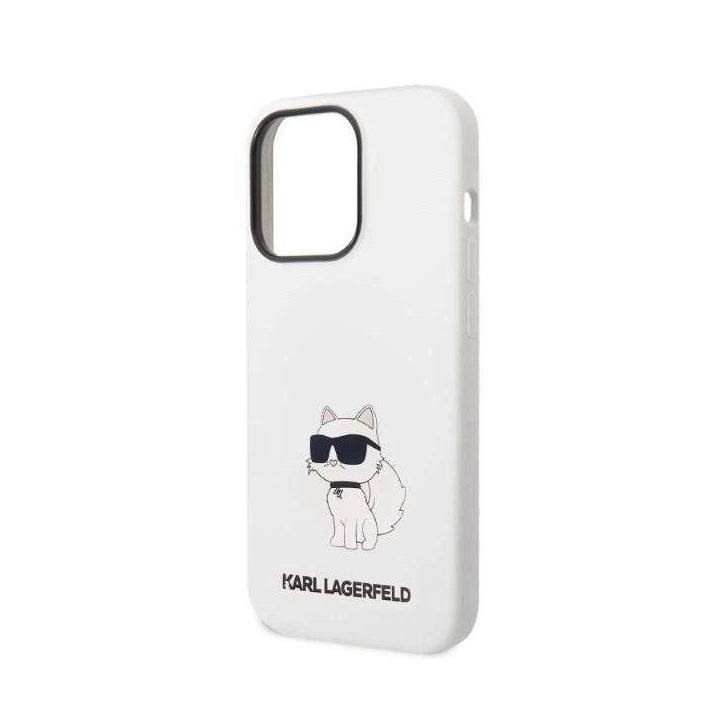 Dėklas Karl Lagerfeld Silicone Choupette na iPhone 14 Pro Max - baltas