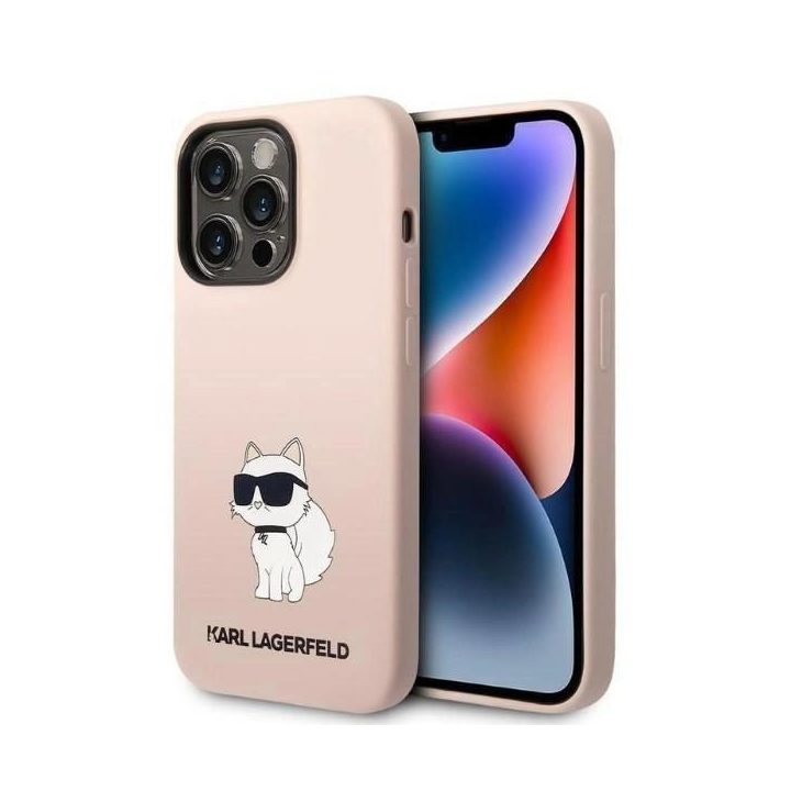 Karl Lagerfeld silikoninis Choupette dėklas iPhone 14 Pro Max - rožinis