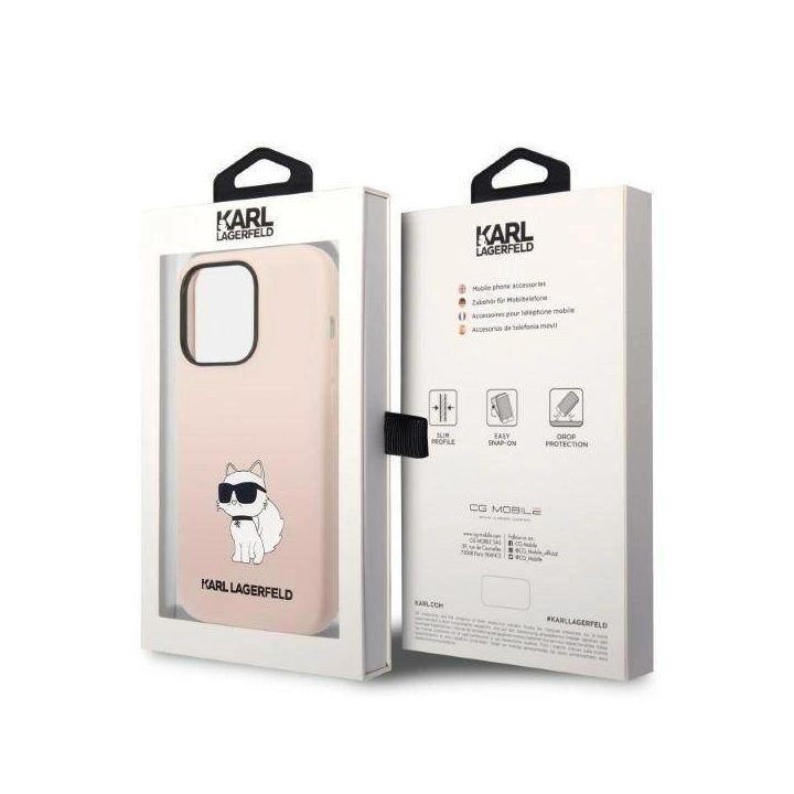 Karl Lagerfeld silikoninis Choupette dėklas iPhone 14 Pro Max - rožinis