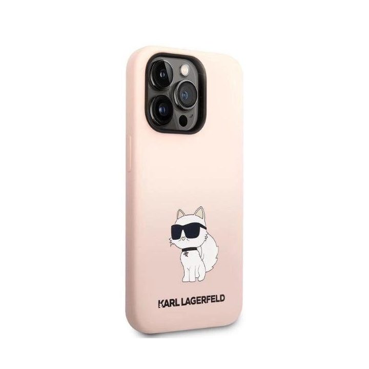 Karl Lagerfeld silikoninis Choupette dėklas iPhone 14 Pro Max - rožinis