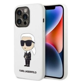 Karl Lagerfeld silikoninis Iconic dėklas iPhone 14 Pro Max - baltas