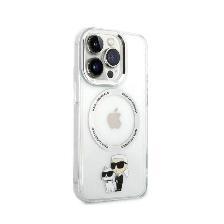 Karl Lagerfeld Iconic Karl&Choupette MagSafe dėklas iPhone 14 Pro - skaidrus
