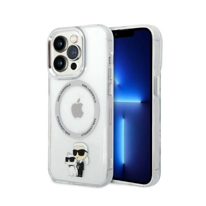 Karl Lagerfeld Iconic Karl&Choupette MagSafe dėklas iPhone 14 Pro - skaidrus