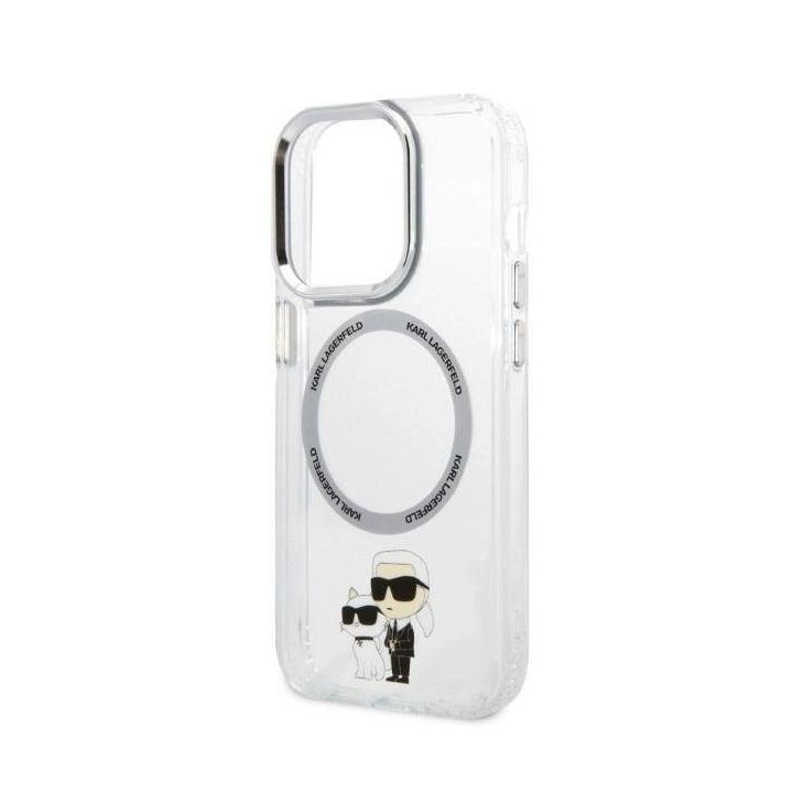 Karl Lagerfeld Iconic Karl&Choupette MagSafe dėklas iPhone 14 Pro - skaidrus