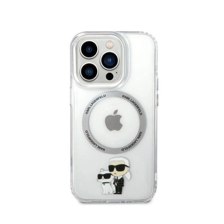 Karl Lagerfeld Iconic Karl&Choupette MagSafe dėklas iPhone 14 Pro - skaidrus