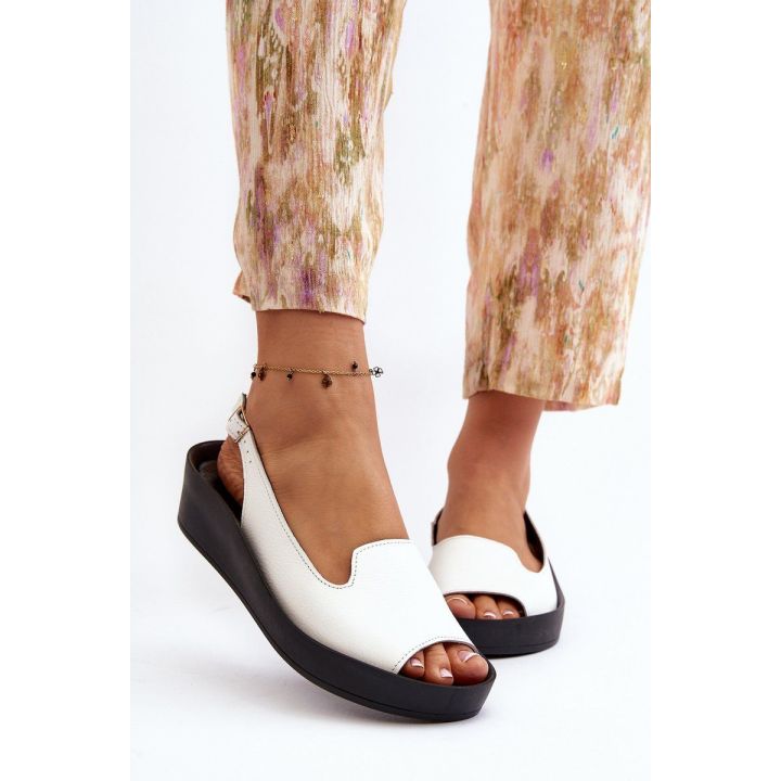 Moteriški odiniai sandalai ant storo vienintelio Zazoo 2893 White