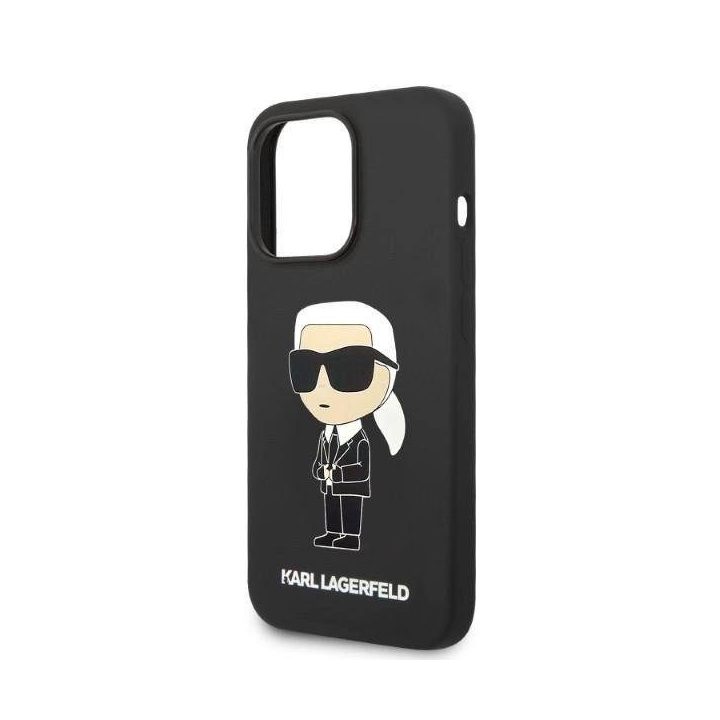Karl Lagerfeld silikoninis Ikonik MagSafe dėklas iPhone 14 Pro - juodas