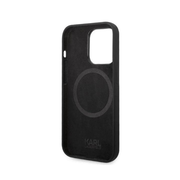 Karl Lagerfeld silikoninis Ikonik MagSafe dėklas iPhone 14 Pro - juodas