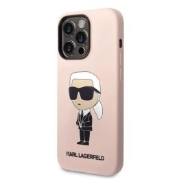 Karl Lagerfeld silikoninis Ikonik MagSafe dėklas iPhone 14 Pro - rožinis