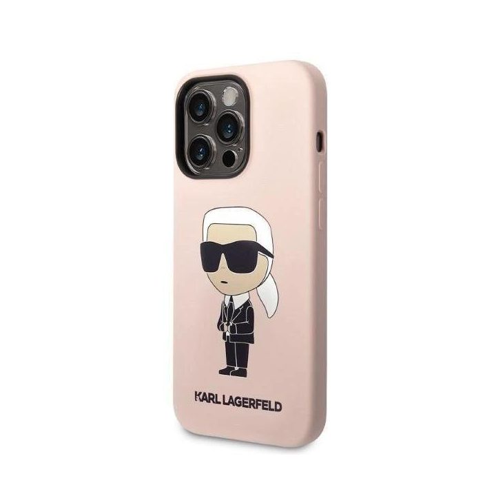 Karl Lagerfeld silikoninis Ikonik MagSafe dėklas iPhone 14 Pro - rožinis