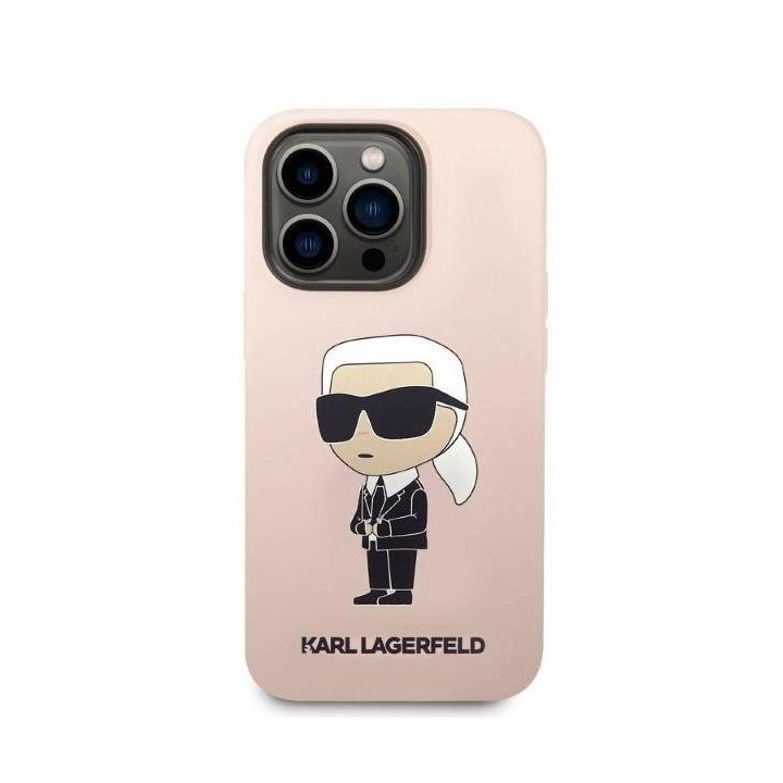 Karl Lagerfeld silikoninis Ikonik MagSafe dėklas iPhone 14 Pro - rožinis
