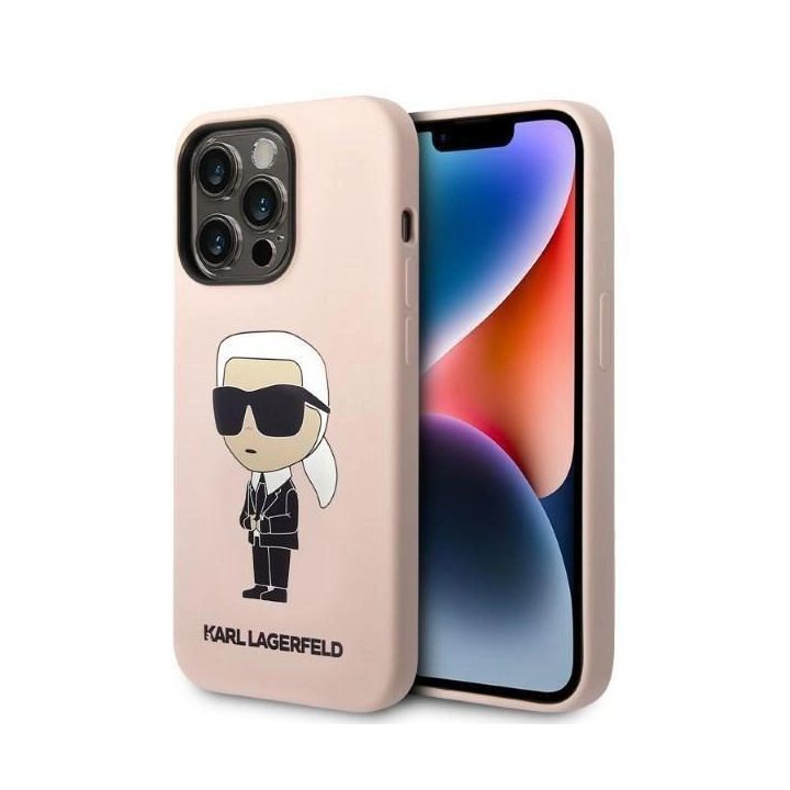 Karl Lagerfeld silikoninis Ikonik MagSafe dėklas iPhone 14 Pro - rožinis