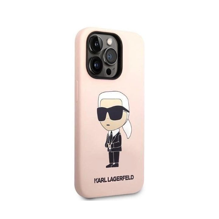 Karl Lagerfeld silikoninis Ikonik MagSafe dėklas iPhone 14 Pro - rožinis