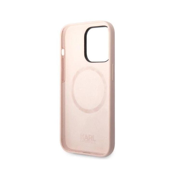 Karl Lagerfeld silikoninis Ikonik MagSafe dėklas iPhone 14 Pro Max - rožinis