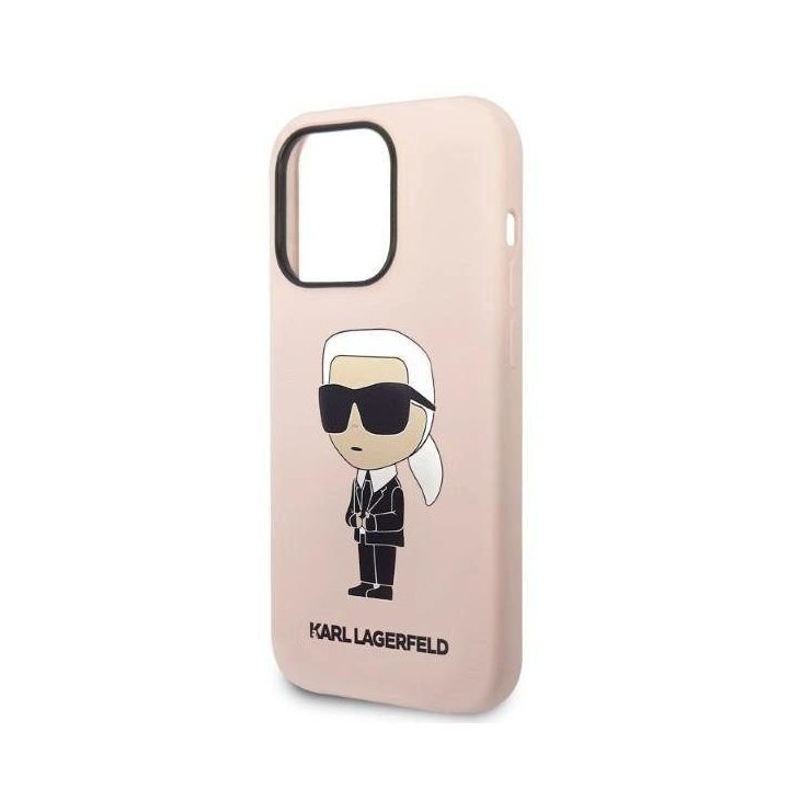 Karl Lagerfeld silikoninis Ikonik MagSafe dėklas iPhone 14 Pro Max - rožinis