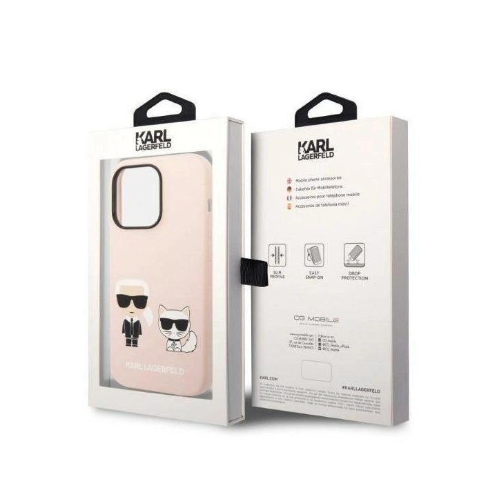 Karl Lagerfeld KLHMP14XSSKCI iPhone 14 Pro Max 6,7 deklas šviesiai rožinis/šviesiai rožinis Silikoninis Karl & Choupette Magsafe