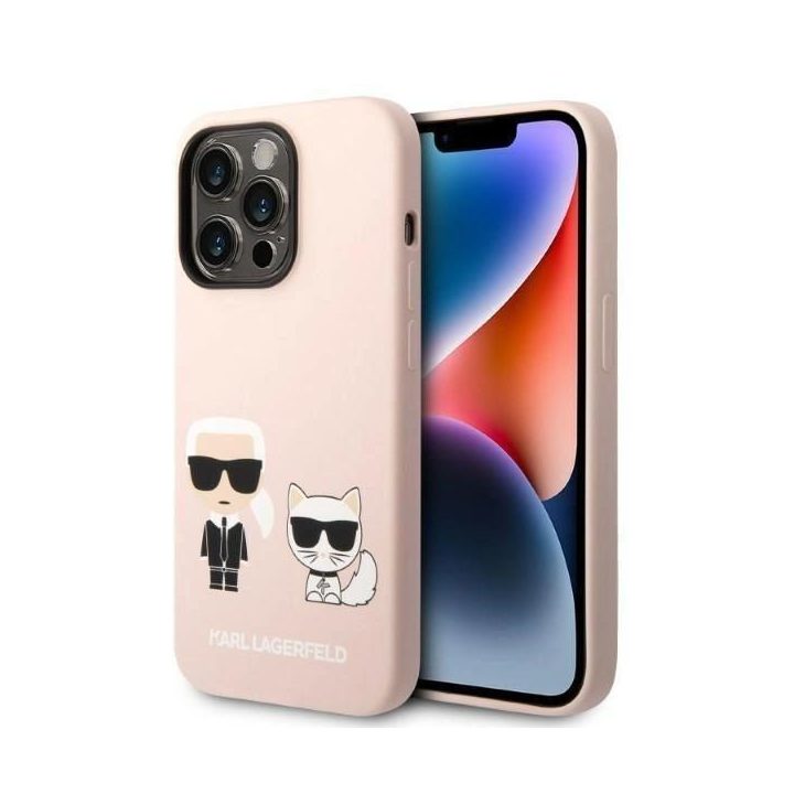 Karl Lagerfeld KLHMP14XSSKCI iPhone 14 Pro Max 6,7 deklas šviesiai rožinis/šviesiai rožinis Silikoninis Karl & Choupette Magsafe