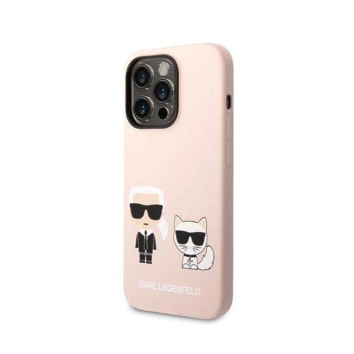 Karl Lagerfeld KLHMP14XSSKCI iPhone 14 Pro Max 6,7 deklas šviesiai rožinis/šviesiai rožinis Silikoninis Karl & Choupette Magsafe