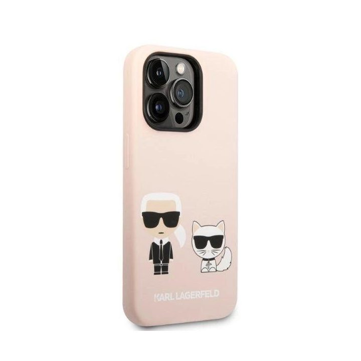 Karl Lagerfeld KLHMP14XSSKCI iPhone 14 Pro Max 6,7 deklas šviesiai rožinis/šviesiai rožinis Silikoninis Karl & Choupette Magsafe