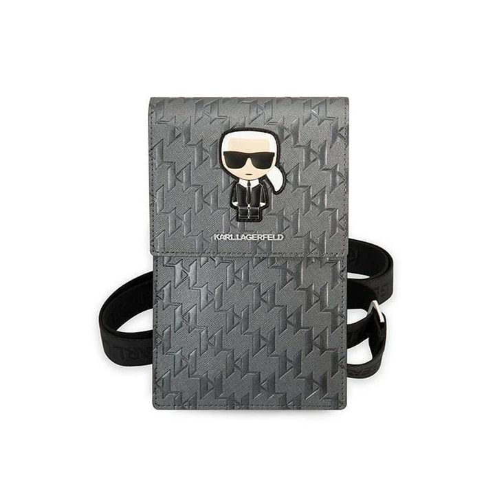 Karl Lagerfeld Ikonik Karl Monogram Patch Bag - sidabrinė
