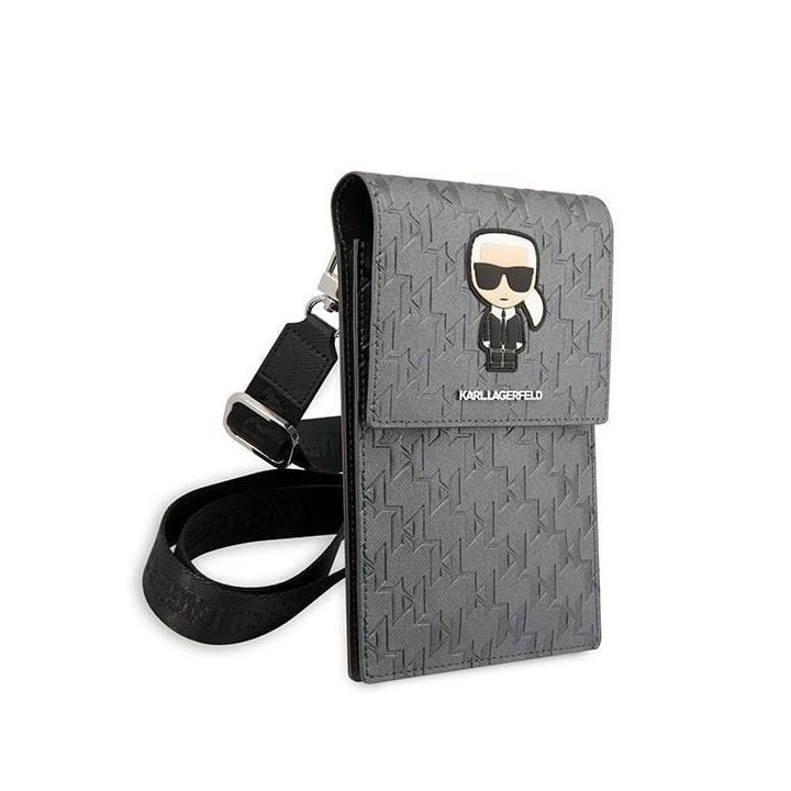 Karl Lagerfeld Ikonik Karl Monogram Patch Bag - sidabrinė