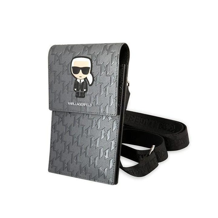 Karl Lagerfeld Ikonik Karl Monogram Patch Bag - sidabrinė