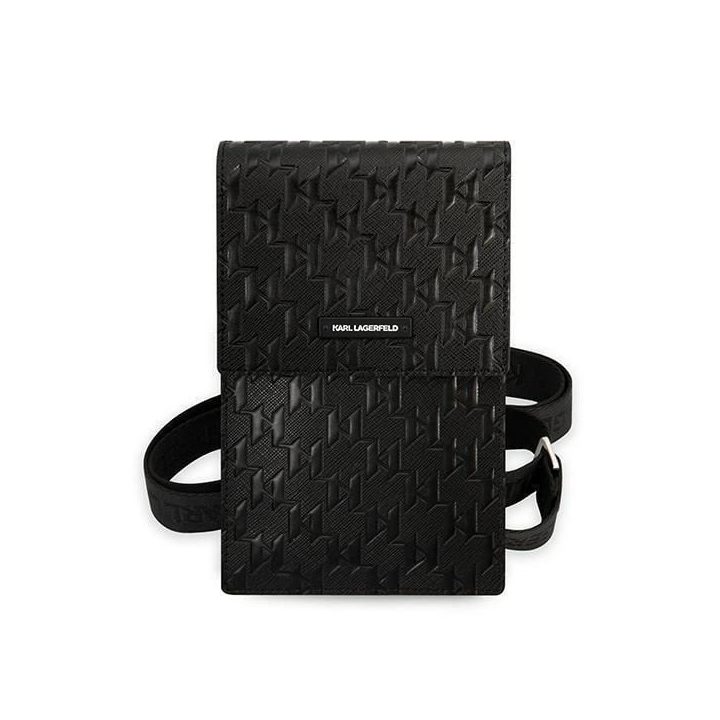 Karl Lagerfeld rankinė KLWBSAMSMK juoda/juoda Monogramos plokštelė