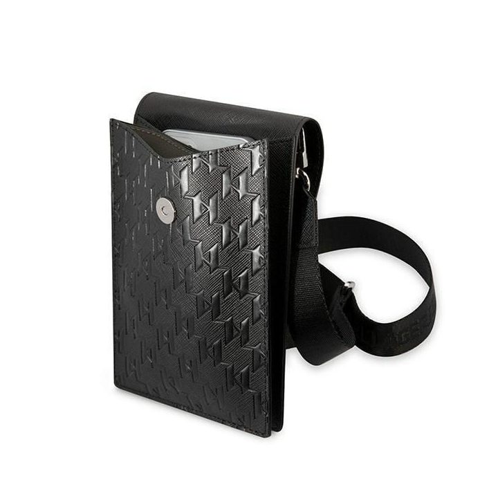 Karl Lagerfeld rankinė KLWBSAMSMK juoda/juoda Monogramos plokštelė